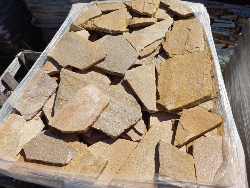 Плитняк златолит жёлтый золотистый для отмостки купить в Кунгуре